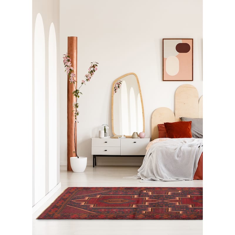 ECARPETGALLERY Hand-knotted Baluch Red Wool Rug - 3'8 x 6'7