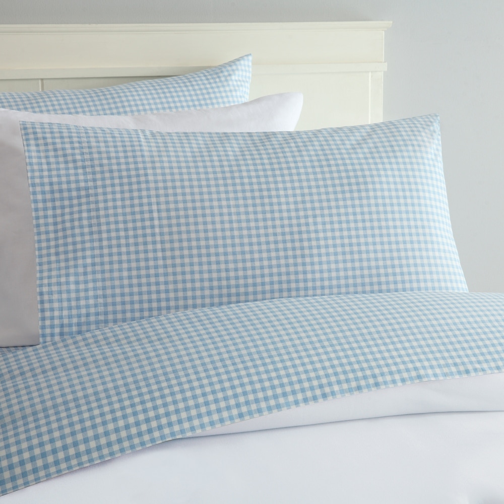 Pottery Barn Gingham Check Sheet Set Khaki King Cottage Chic New 