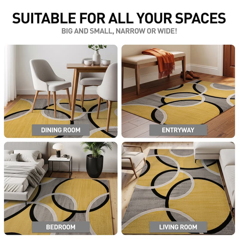 World Rug Gallery Modern Abstract Circles Area Rug