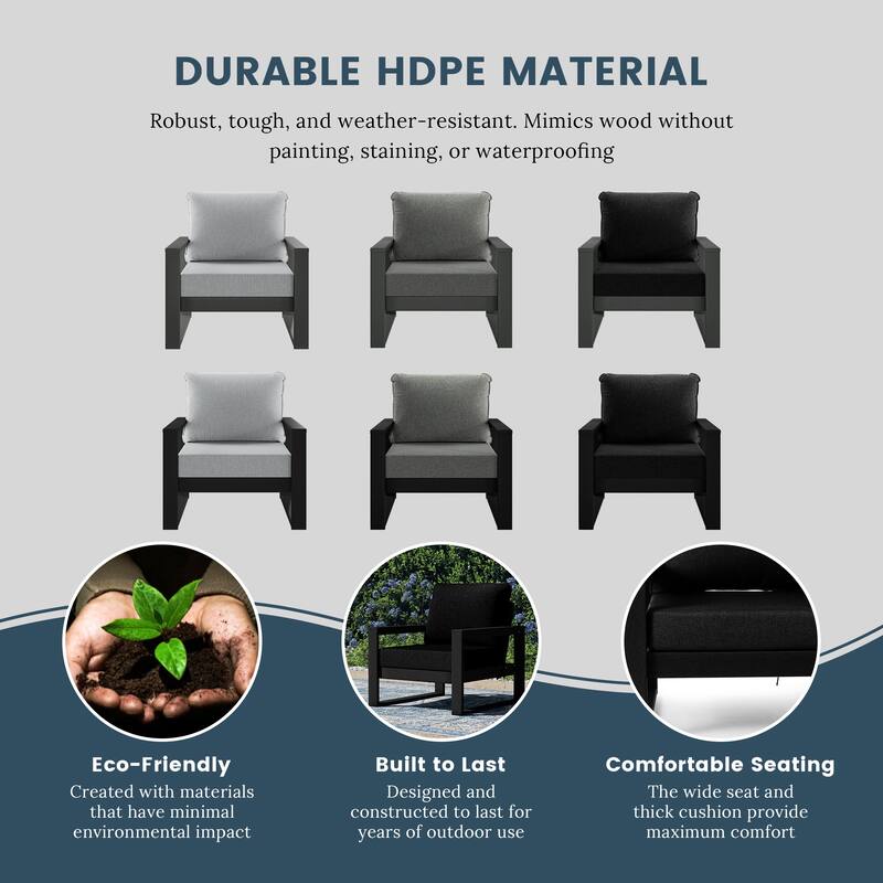 Endless Patio Deep Seating Club Chair with Black Frame (Set of 2)