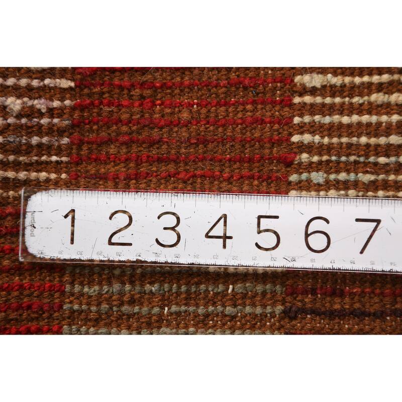 Checkered Orange Moroccan Oriental Area Rug Handmade Wool Carpet - 6'7" x 9'10"