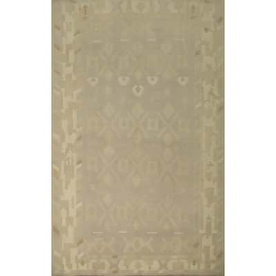 Hand Woven Oriental 100% Wool Carpet Southwestern Tribal Greys & Charcoal Kilim Area Rug - 12' 10'' X 9' 11''