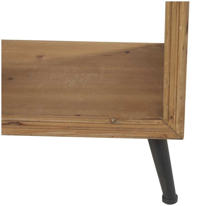 Wooden Geometric 5 Shelf Shelving Unit - Brown - Roche River Decor