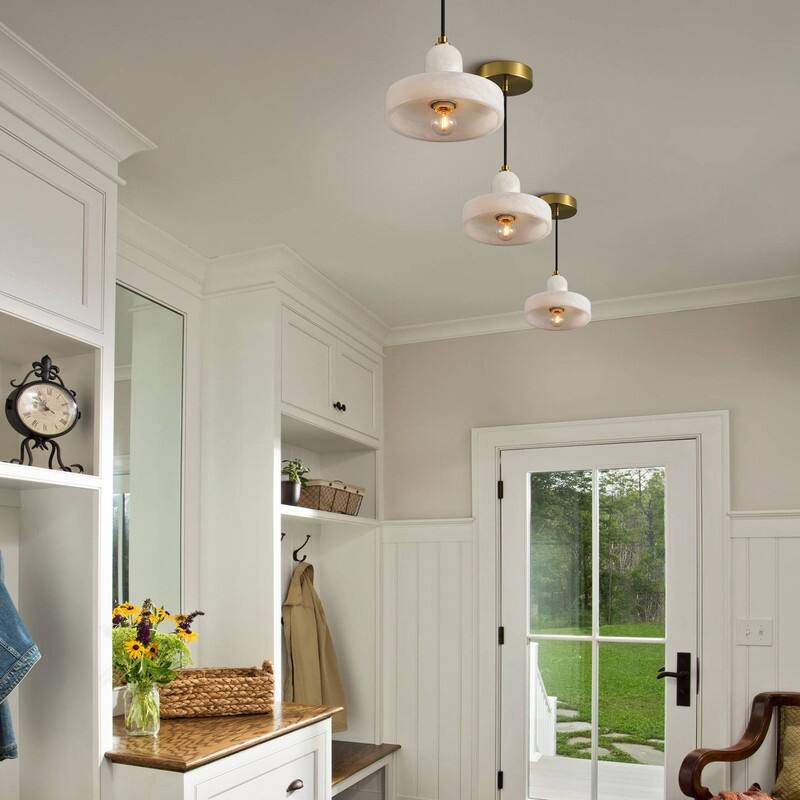 Alabaster Pendant Light for 7.9" Spanish Marble Shade Hanging Light Fixture