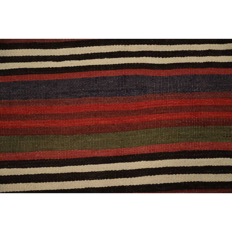 Hand Woven Oriental 100% Wool Carpet Southwestern Geometric Multi-Colored Kilim Area Rug - 9' 8'' X 5' 0''