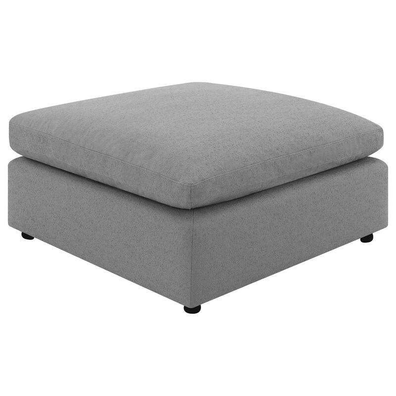 Allias Ottoman, Gray Boucle Fabric, Plush Foam Cushions, 44 Inch
