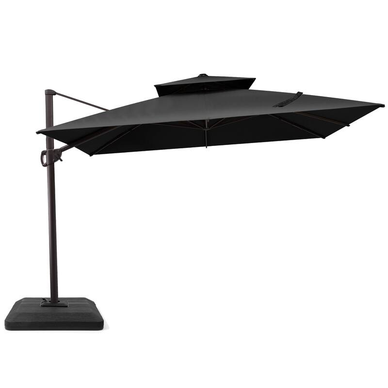 10FT Outdoor Square Patio Cantilever-Offset Umbrella with Base Stand