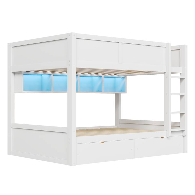 Full XL over Full XL Smart Storage Bunk Bed with LED Light by Harper&Bright Designs