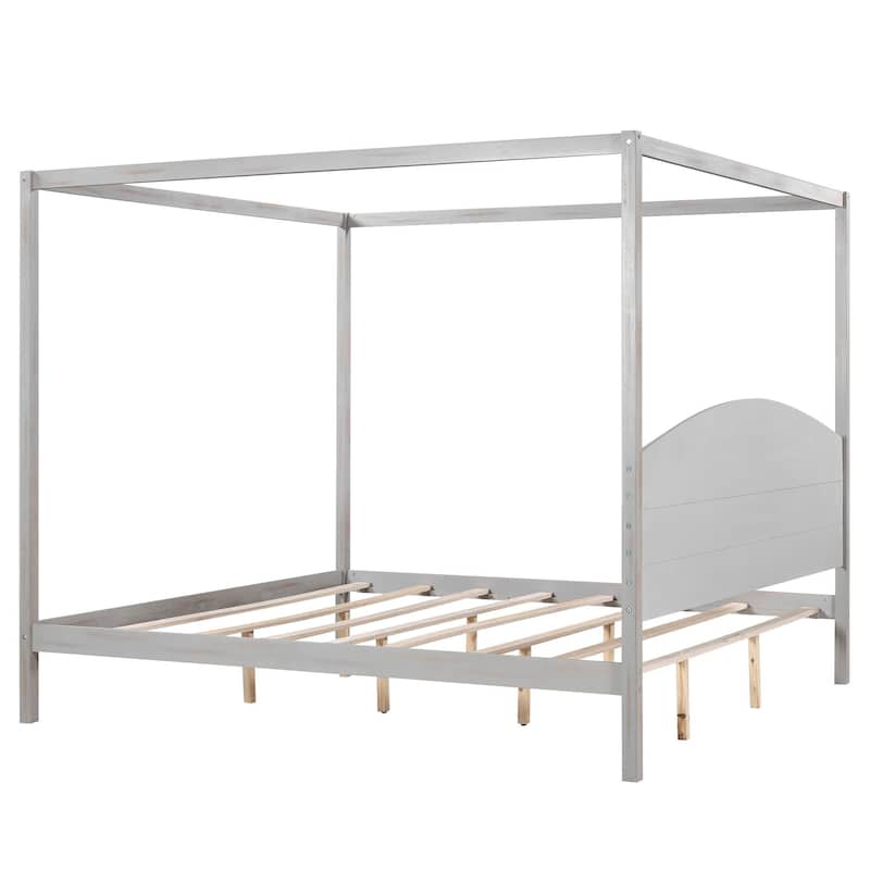 King Size Canopy Bed with Headboard and Support Legs