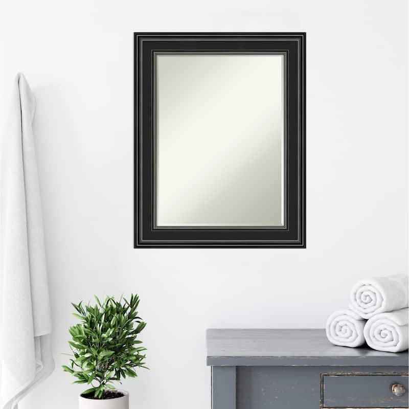 Petite Bevel Bathroom Wall Mirror - Ridge Black Frame - Ridge Black - 24 x 30 in