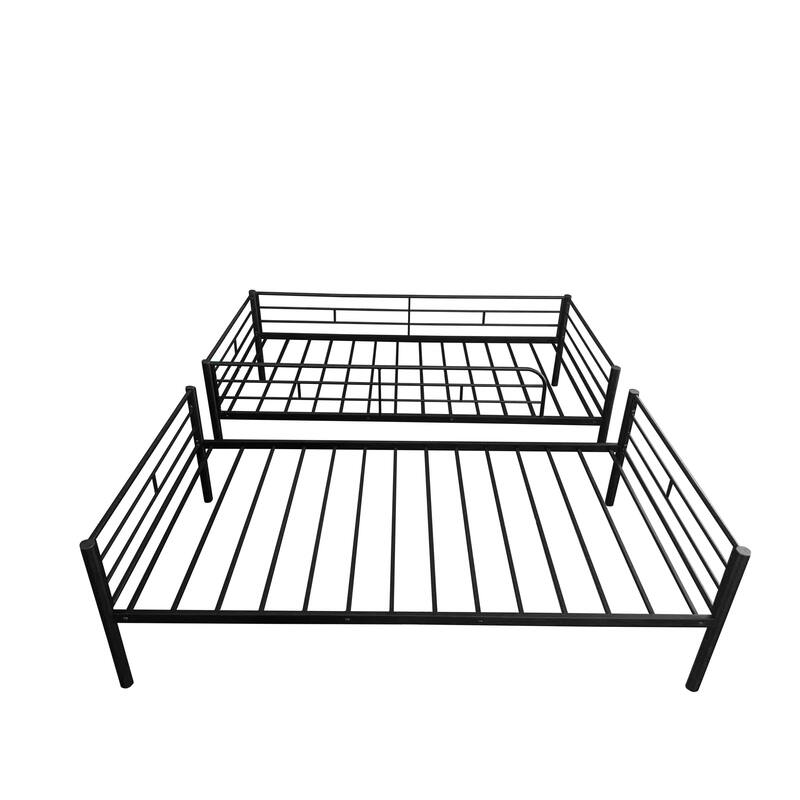 Twin-Over-Twin Steel Convertible Bunk Bed with Trundle and Detachable Design