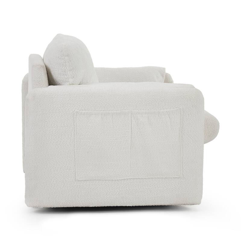 001 Swivel-Modern Swivel Accent Chair Single Seater - 360° Rotating Lounge Chair with Chenille Fabric & High-Resilience
