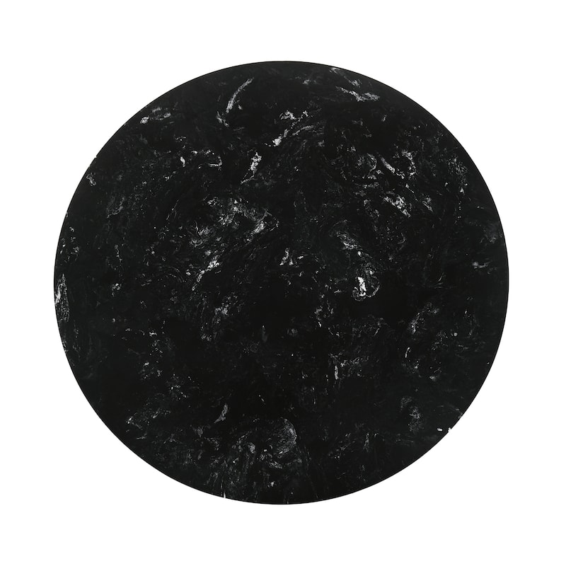 Venus Polly Walnut or Black Wood Round 5 Piece Dining Set with Marble Finish