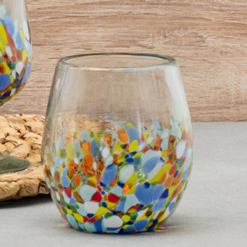 10 Strawberry Street Pueblo Handblown Mexican Glassware, Set of 4