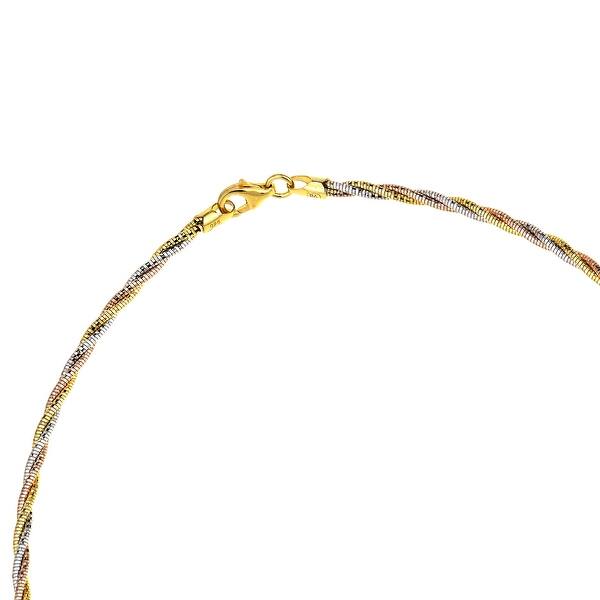 Handmade Twisted Tri Color Gold Over Sterling Silver 16 Inch Omega Chain Necklace Thailand Overstock 33049341