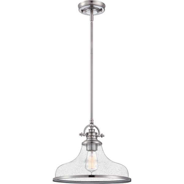 slide 2 of 7, Quoizel Grant Brushed Nickel 1-light Pendant