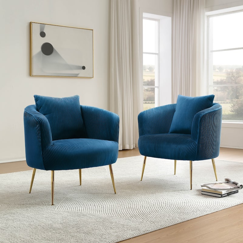 Art Leon Set of 2 Velvet Accent Side Chair with Back Cushion
