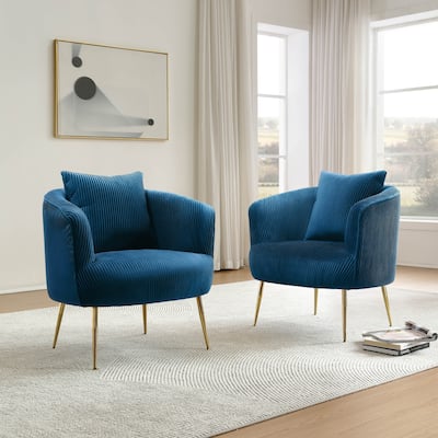 Art Leon Set of 2 Velvet Accent Side Chair with Back Cushion