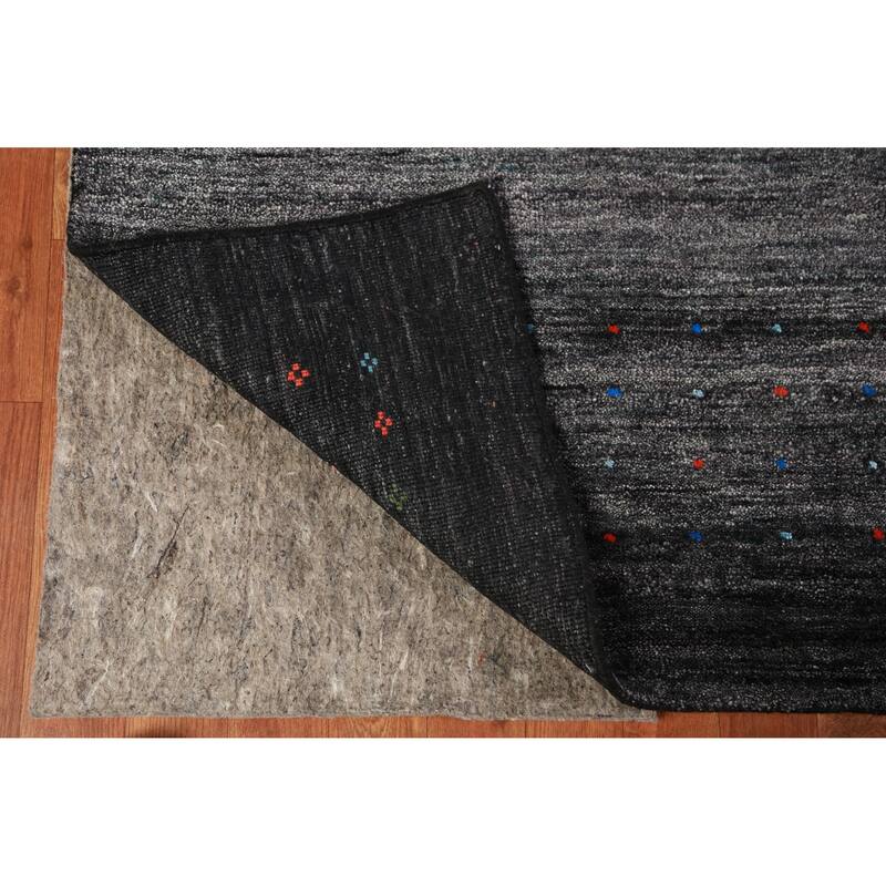 Charcoal Gabbeh Indian Area Rug Handmade Silk Carpet - 8'9" x 11'9"