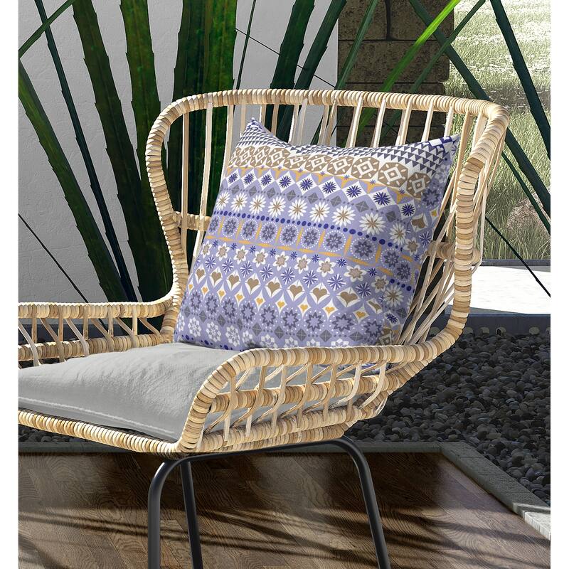 Shape Synergy Indoor/Outdoor Reversible Throw Pillow Blue and Gray