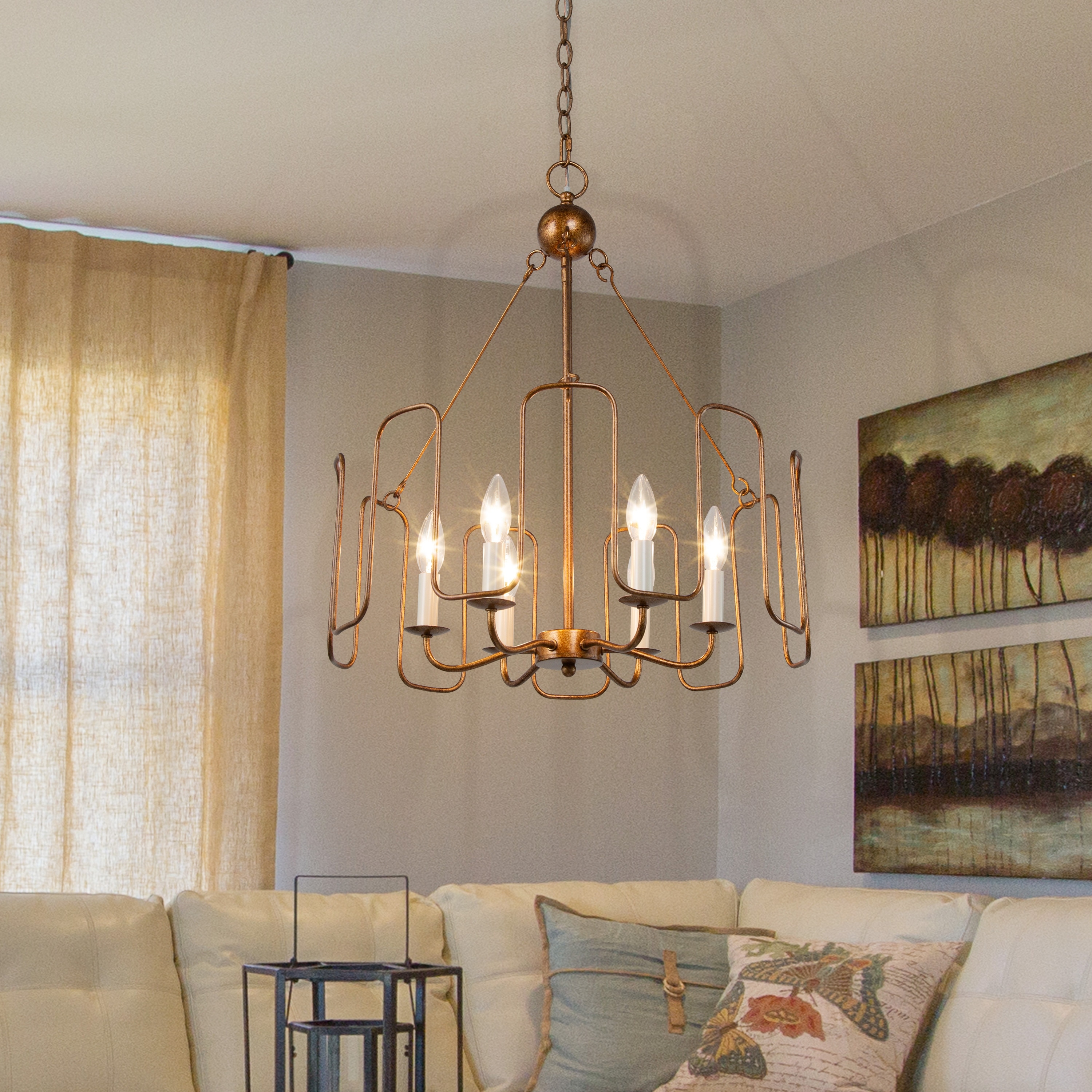 Luray Mid-Century 6-Light Drum Chandelier Pendant