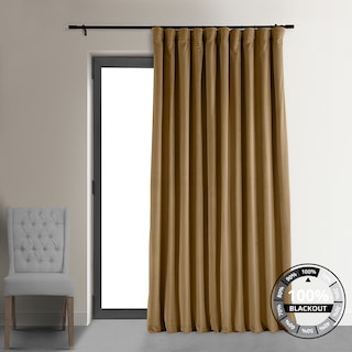 Exclusive Fabrics Signature Extra Wide Amber Gold Velvet Blackout Curtain (1 Panel) - Luxurious Blackout Drapery