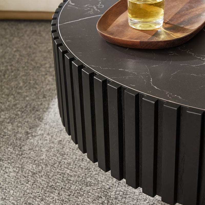 Modern Nested Round Coffee Table Multi-Functional Coffee Table with Sintered Stone Tabletop and Base, for Living Room