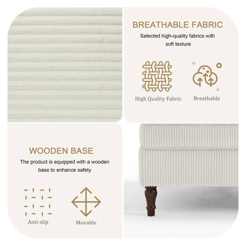 Corduroy Flip Top Dual-Use Storage Ottoman Coffee Table