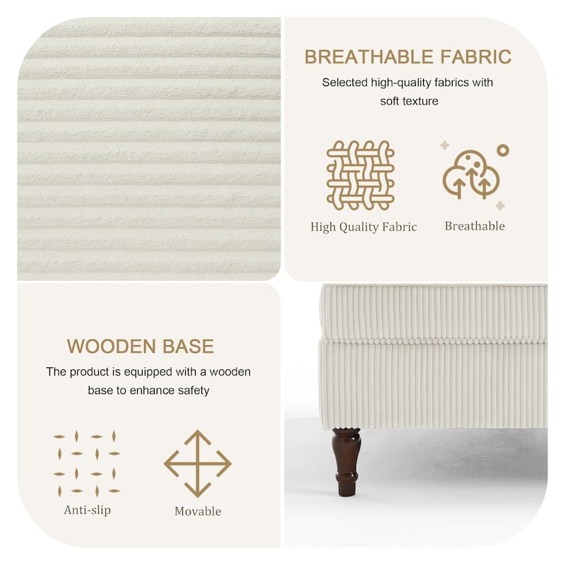 Corduroy Tufted Accent Chair Armchair and Ottoman Set