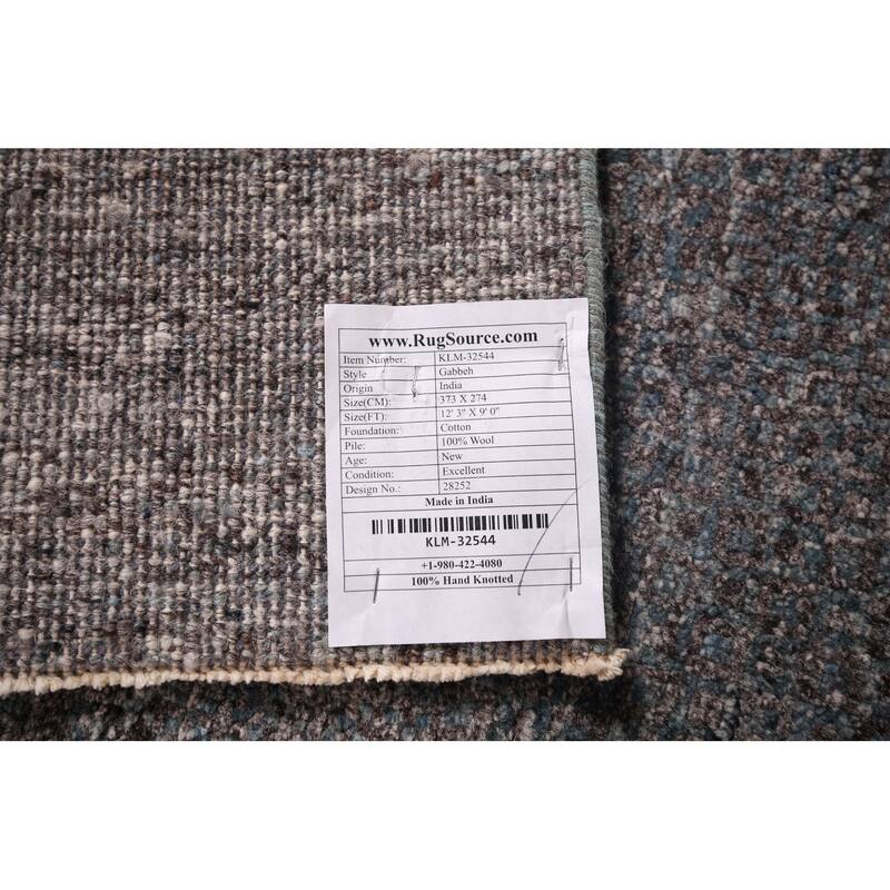 Gabbeh Modern Area Rug Hand-Knotted Wool Carpet - 9'0" X 12'3"