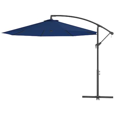 10ft UV and Water-Resistant Polyester Fabric Offset Patio Umbrella with Adjustable Crank and Stable Base - Dia.116.1" x 98.4"H