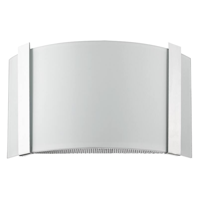 60W Max Polished Chrome Wall Sconce with Frosted Glass Shade and Hardwired LED Light - 7.5" H x 12" W x 3.5" D