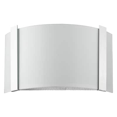 60W Max Polished Chrome Wall Sconce with Frosted Glass Shade and Hardwired LED Light - 7.5" H x 12" W x 3.5" D