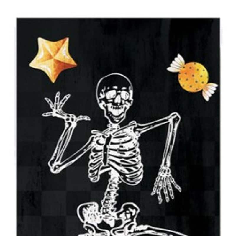 HomeRoots 36" Black And White Solid Wood Boo Halloween Skeleton Porch Sign