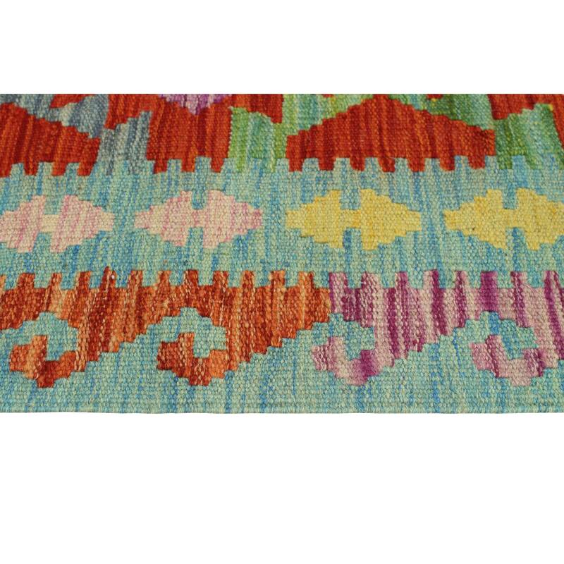 Flatweave Yoseph Red/Lt. Green Rug - 2'7" x 4'2"