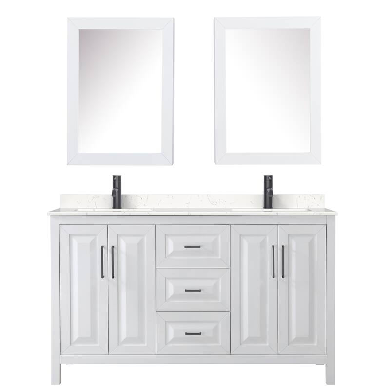 Daria 60 Inch Double Vanity, Cultured Marble Top, Medicine Cabinets