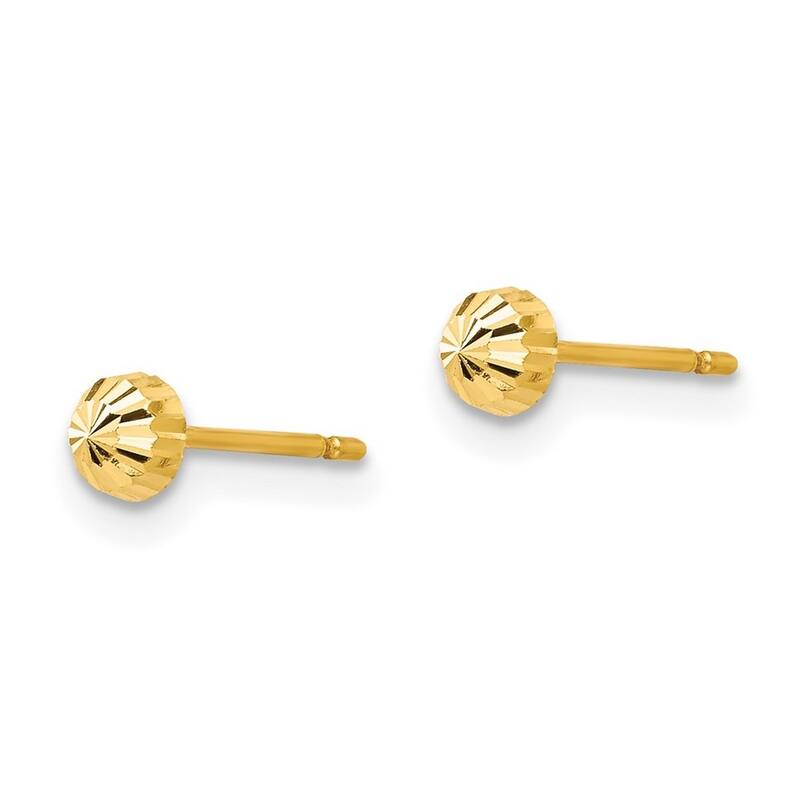 Curata 14k Yellow Gold Diamond Cut 3mm Half ball Post Earrings