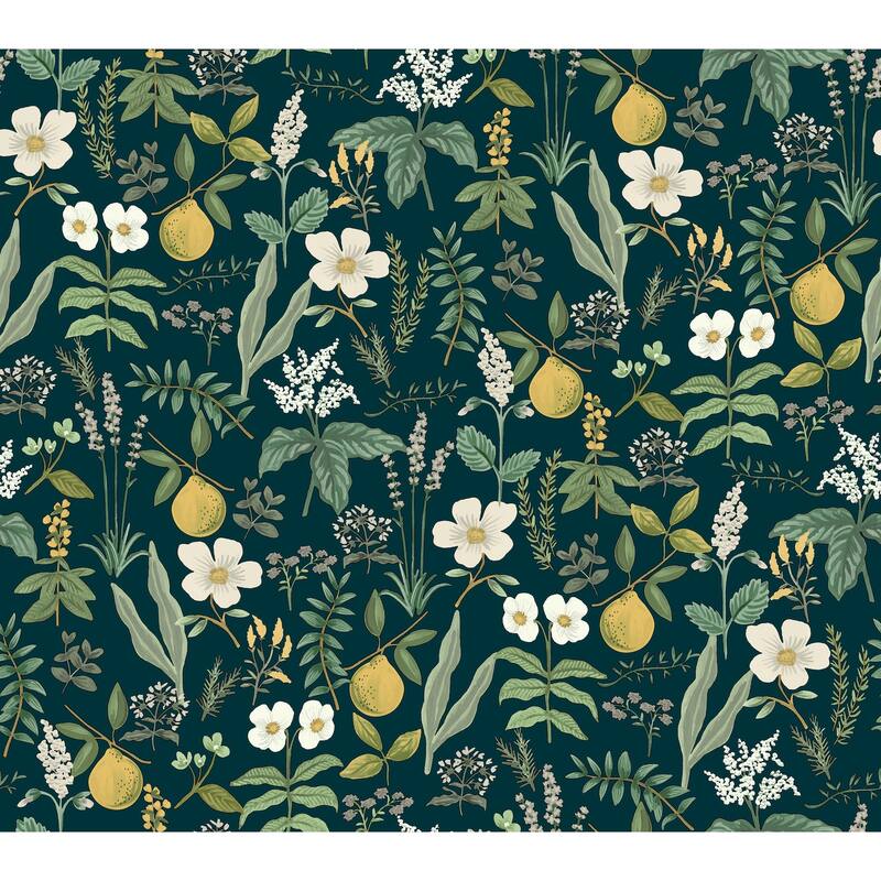 Rifle Paper Co. Herb Garden Navy Botanical Premium Peel + Stick Wallpaper