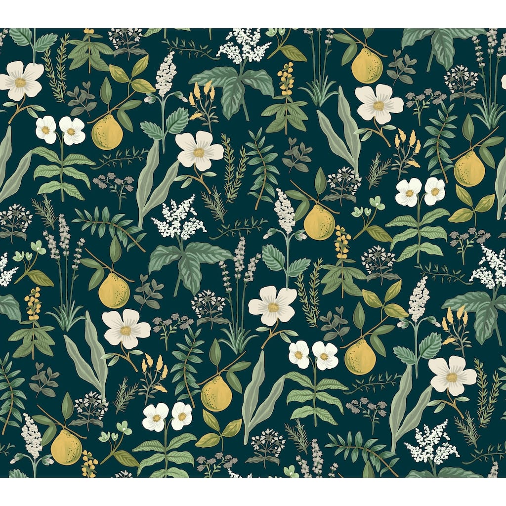 Rifle Paper Co. Herb Garden Navy Botanical Premium Peel + Stick Wallpaper