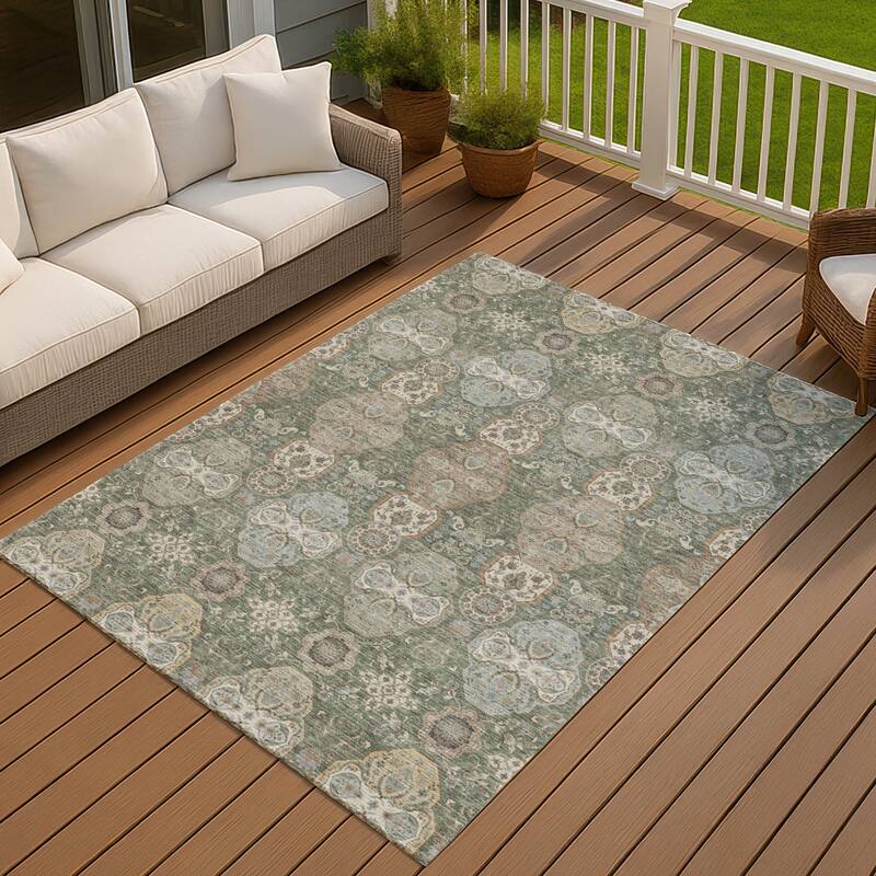 Machine Washable Indoor/ Outdoor Traditional Tracey Chantille Rug