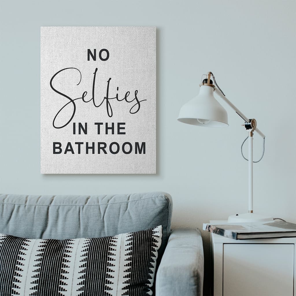 Stupell 'No Selfies' Funny Black and White Canvas - Multi-Color