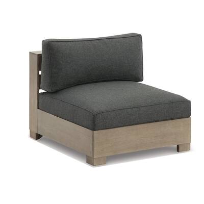 Mayo Outdoor Modular Armless Chair, Dark Gray Nuvella Fabric, Brown