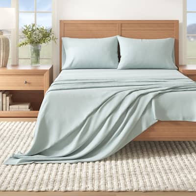 Linery & Co. Turkish Cotton Double-Brushed Solid Color Flannel Bed Sheet Set