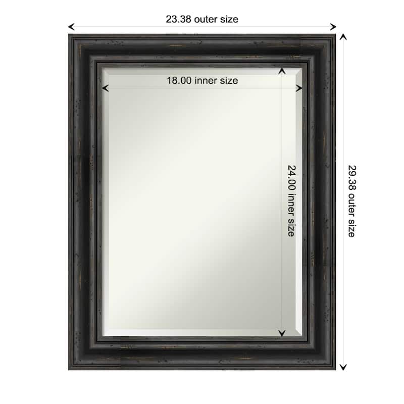 Beveled Wood Wall Mirror - Rustic Pine Black Frame