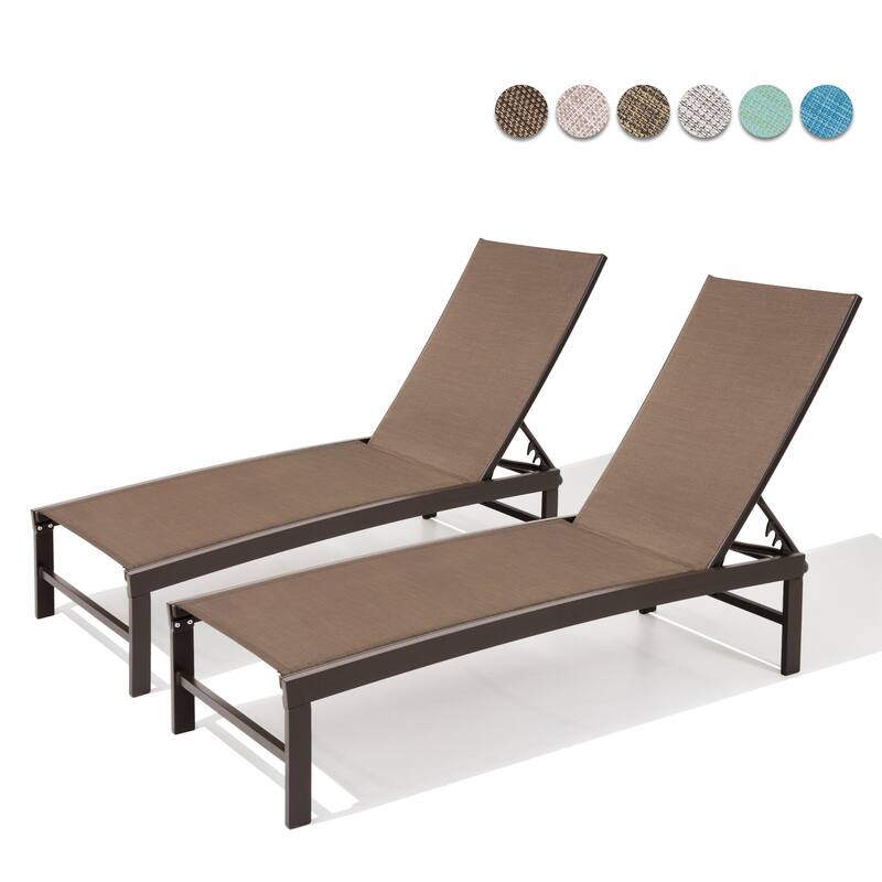 Pellebant Adjustable Aluminum Patio Chaise Lounge Chairs Outdoor (Set of 2)