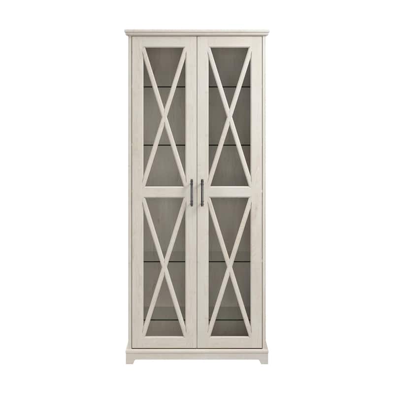 Lennox Curio Cabinet with Glass Doors and Shelves by Bush Furniture