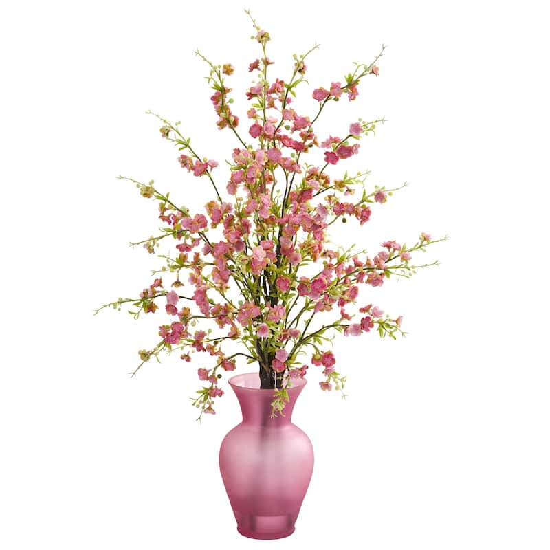 Cherry Blossom Artificial Arrangement in Rose Vase - 30