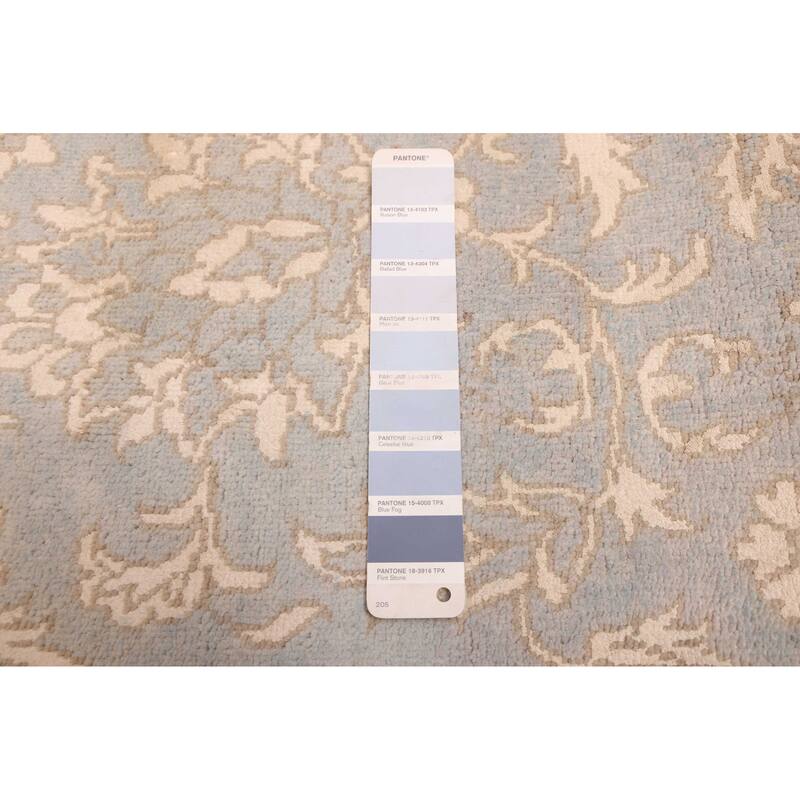 ECARPETGALLERY Hand-knotted Peshawar Oushak Blue Viscose, Wool Rug - 9'0 x 11'10