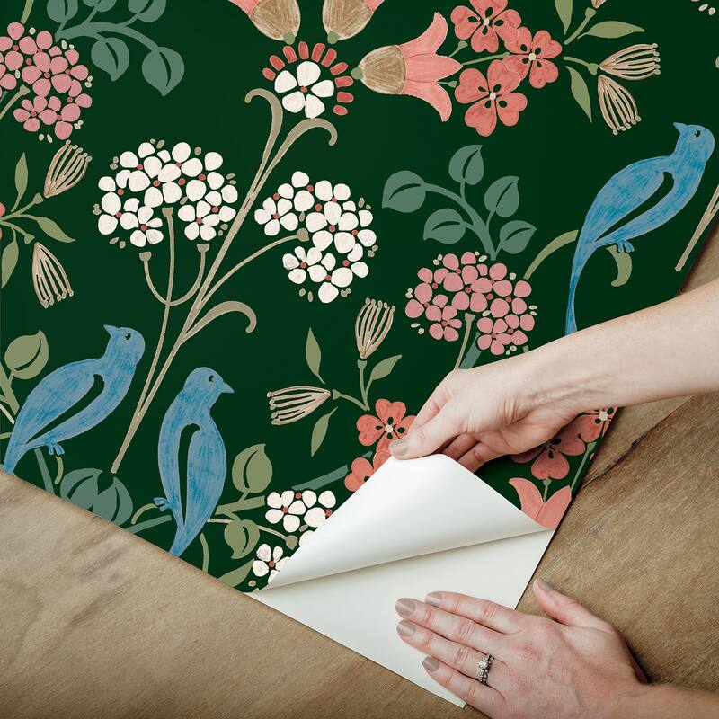 NuWallpaper Green Meadow Song Peel and Stick Wallpaper