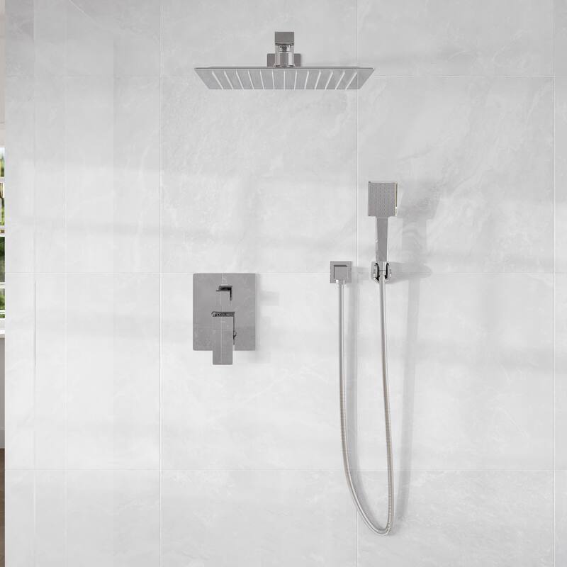 Eviva Edge Shower System with Slide Bar Hand-Shower and Thermostatic Valve - Chrome